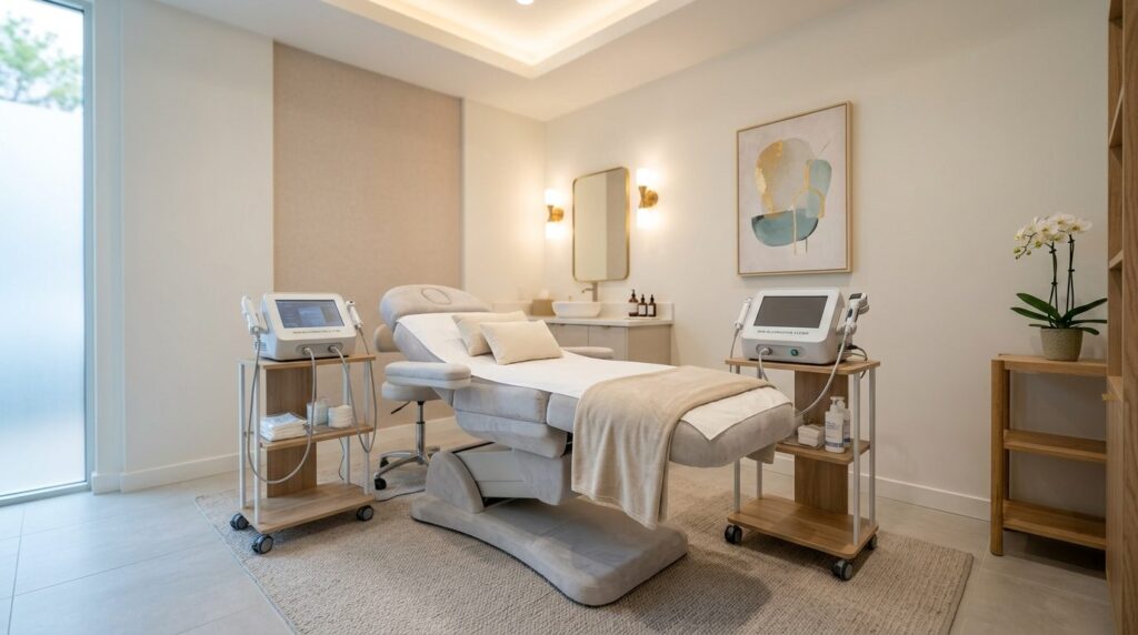 Modern aesthetic clinic interior with contemporary design, p