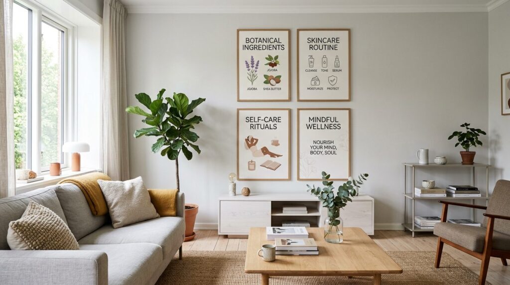 Wide shot of a modern Scandinavian-style living room featuri